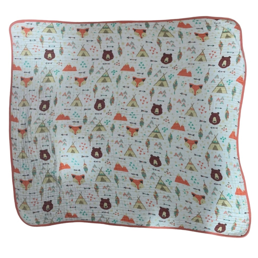 Addison Belle Baby Boys Woodland Animals Blanket muslin cotton